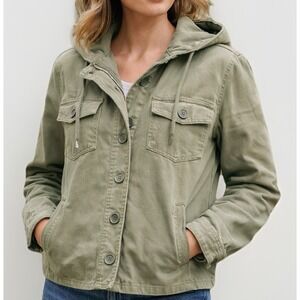 Womens Hooded Military Field Jacket M American Eagle Green Utility Army Layering